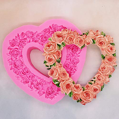 Rose garland form heart chocolate wedding cake decorating tools DIY love cookies baking fondant silicone mold Heart
