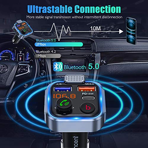 LENCENT FM-zender Transmitter Adapter Bluetooth V5.0 Autoradio Diepe Basmuziekadapter Handsfree Autolader met dubbele… - Image 5