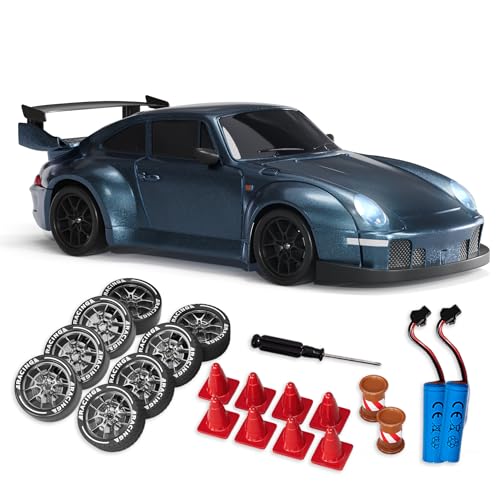 Clutch Mode 2‑in‑1 Drift & Street RC Car – 1:24 Scale, 4WD, 12.4MPH – Includes Remote, 2 Batteries, Drift Wheels, Rubber Wheels & Accessories – Ready to Run (Midnight Blue)