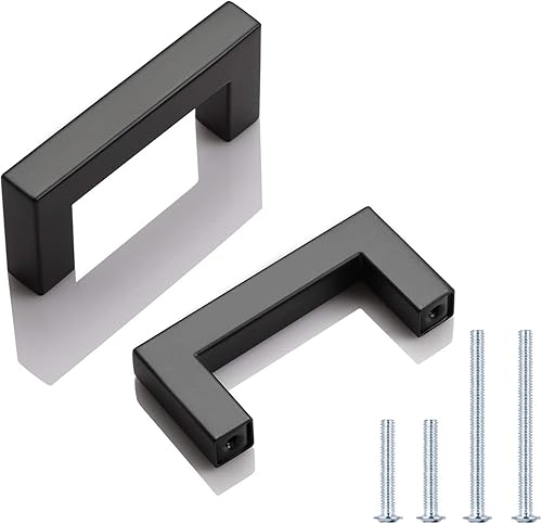 Miniatura 12 de Juego de manijas de puerta de acero inoxidable de 1/2 de ancho, esquinas cuadradas, para armario de cocina