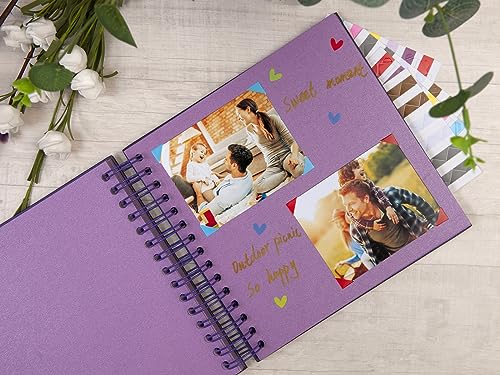 potricher 20,3 x 20,3 cm DIY Scrapbook Fotoalbum 80 Seiten dickes Kraftpapier blanko lila Papier Erinnerungsbuch für Hochzeit und Jahrestag… – Ansicht 3