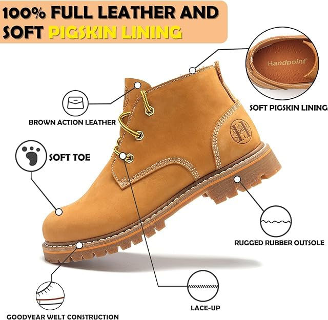 Image of CONRAD Wheat Nubuck Work Boot Collection: Sturdy, Soft Toe, Slip-Resistant Safety Shoes for Men