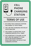 Rust Free Aluminum Warning Plaque Public Cell Phone Charging Station Usage Rules 8x12 Inch Public Facility Yard Sign