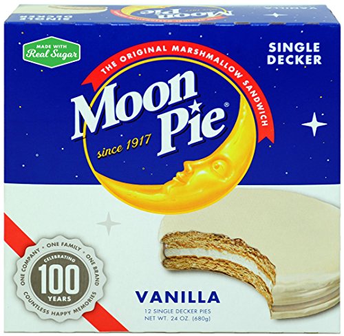Moonpie Single Decker Vanilla Marshmallow Sandwich - 24 Ounce (Pack Of 8) | Vanilla Covered Graham Cracker & Marshmallow Pie #TOP19