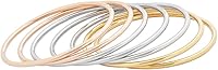 Vista 2 de Edforce Stainless Steel Juego de pulseras tipo brazalete redondas finas y brillantes para mujer, juego de 7
