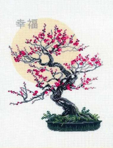 RIOLIS 1036 - Bonsai Kobai Wish of Well Being - Counted Cross Stitch Kit 13Â¾" x 17Â¾" Zweigart 14 ct. White AIDA 14 Colors