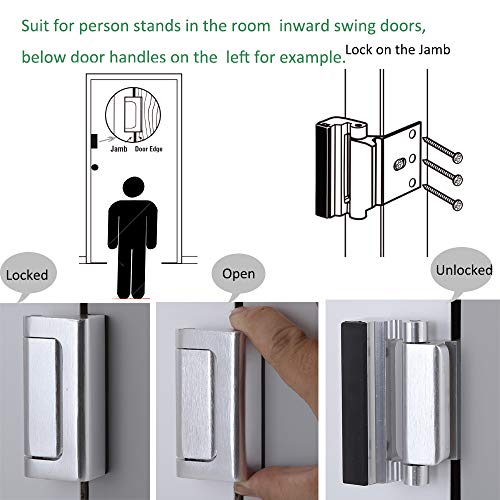 Home Security Door Lock, 2 Pack Child Proof Door Reinforcement Lock With Screws For Inward Swinging Door, Double Safety Security Protection For Your Home #TOP1