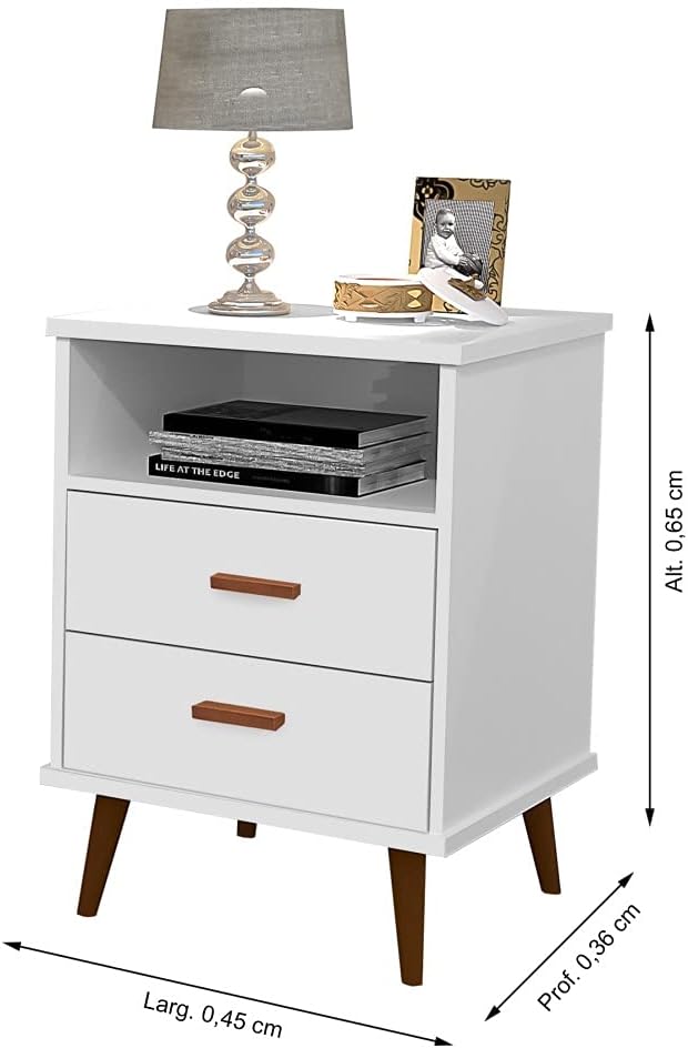 Dimensions of Gigante Italia Branco 2-Drawer Nightstand