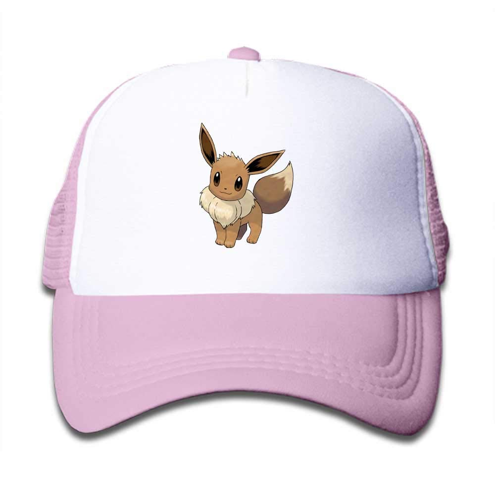 Children's Trucker Hats for Boys&Girls Cool Adjustable Kids Cap, Pokemon Eevee, Black, Sky Blue, Pink