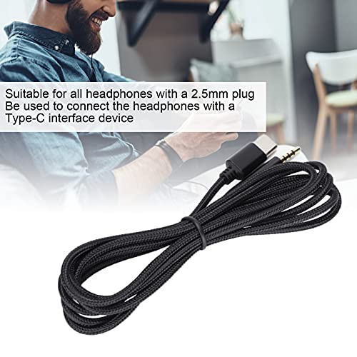 Upgraded Type C to 2.5mm Headphone Cable, 1.5m, 4x20 Core OFC Braided Audio Cable, 24K Gold Plugs, Black - Image 2