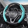 EASY EAGLE Car Suede Steering Wheel Cover, Custom Fit for Honda Accord 18-22/Inspire 19-22/Odyssey Elysion 2022, Segmented Protector Alcantara Material, Anti-Skid, Sweat-Absorbing, Breathable (Cyan)
