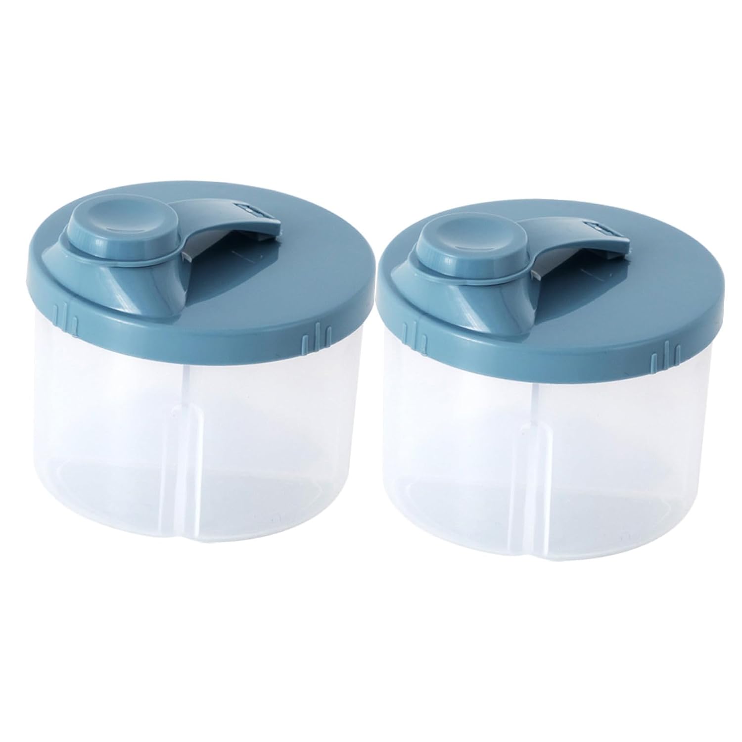 2 pcs Rotating Four-Compartment Milk Powder Dispenser Container Portable Formula Storage Box for Travel and Outdoor Lightweight Compact Formula Holder in Gray Blue