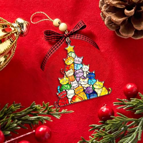 Image of Cat Lover Gifts for Women,Funny Holiday Decorations Cat Christmas Ornament