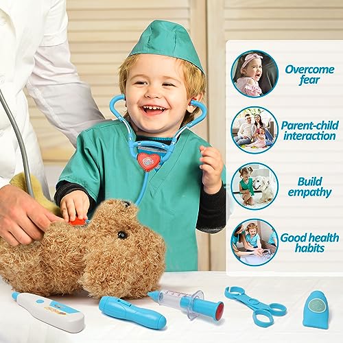 Image of Liberry Doctor Kit Toy for Toddlers 3 4 5 6 Years Old, Blue | Kids Doctor Playset with Dog Toy, Stethoscope and Dress Up Costume, Pretend Play Medical Bag, Boys Girls Birthday Gift