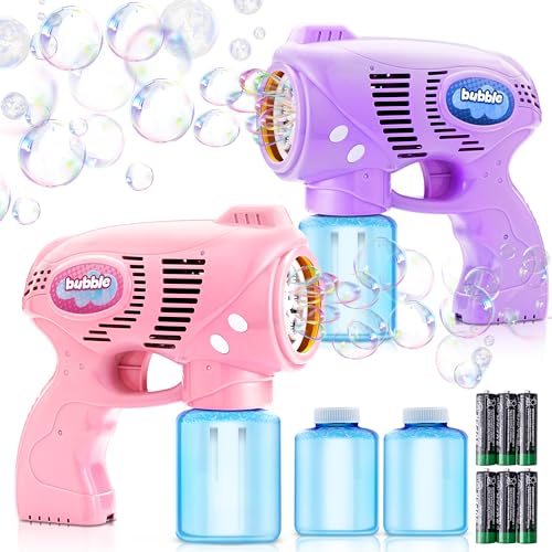 JOYIN 2 Bubble Guns with 2 Bottles Refill Solution, Bubble Machine Gun for Kids, Toddlers, Party Favors, Summer, Outdoors Activity, Wedding, Easter,...