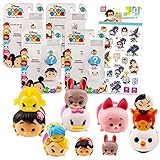 Disney Tsum Tsum Mini Figures Mystery Pack - 4 Pack Bundle with Disney Tsum Tsum Figures Series 4 Plus Stickers (Disney Party Favors)