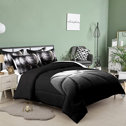 Tailor Shop Twin Size Basketball Comforter Set For Boys Kids Teens Ultra Soft Microfiber Sports Theme Black And Gray Basketball Bedding Sets With 1 Comforter And 1 Pillowcase… #TOP1