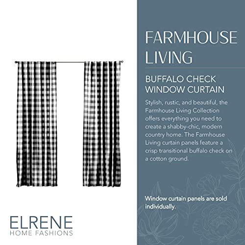 Elrene Home Fashions Farmhouse Living Buffalo-Check Window Curtain Panel, (Black), (52X95) - Image 2