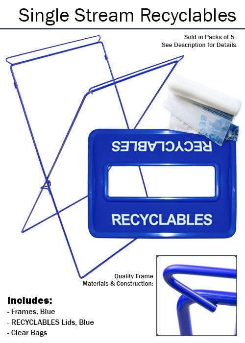 Zero Waste Event Trash and Recycling System | Portable Recycling Bin for Mixed Recycling | Great for Events, Festivals, Schools - Blue