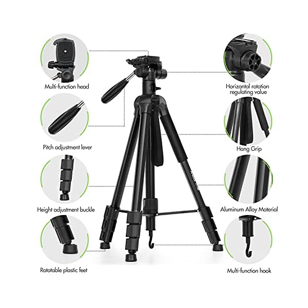 Andoer Kamera Stativ 168cm Tragbares Fotografie Stativ Einbeinstativ aus Aluminiumlegierung 360 ° drehbar 5 kg… – Bild 3