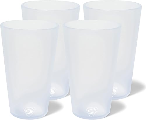 Silipint Vasos de pinta de silicona paquete de 4 carámbanos, reutilizables, irrompibles, flexibles, calientesfríos, antideslizantes, de fácil agarre
