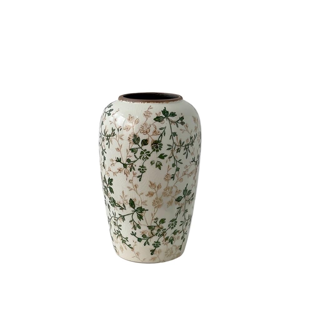 Home Vases Vintage Cylinder Ceramic Vase Arrangement Living Room Flower Dried Flower/Hydroponic Decoration Indoors Decor(Medium)