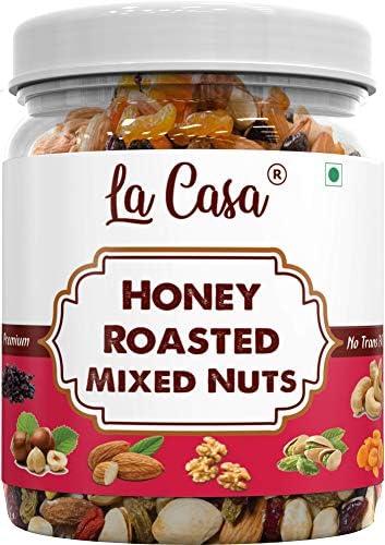 Honey Roasted Mixed Nuts | Mixed DryFruits | Almonds, Hazelnuts, Apricots, Walnuts, Cashews, Pistachios & Raisins | 200g |