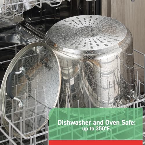 Image of T-fal Specialty Stainless Steel Stockpot 12 Quart Oven Safe 350F Pots and Pans, Cookware Silver