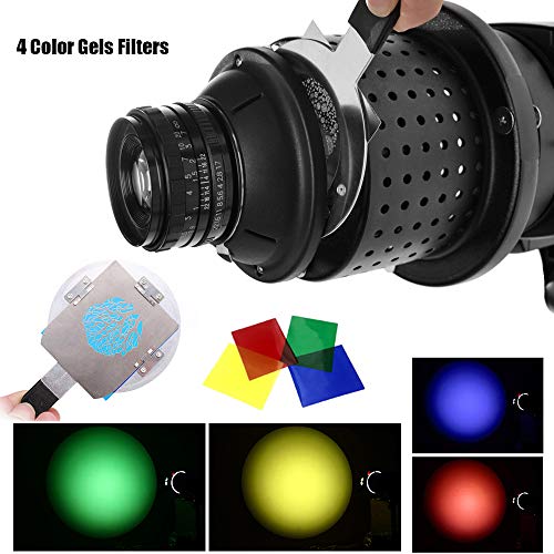 Fotoconic Bowens Mount Optical Snoot for Studio Light Flash Strobe LED Light, Art Styling Effects Photography Snoot with 50mm Lens, 16 Stainless Steel Modeling Pieces and 9 Graphic Cards - Thumbnail 5