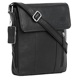 100% Pure Genuine Real Vintage Hunter Leather Handmade Mens Women Leather Flapover Everyday Crossover Shoulder Work iPad…