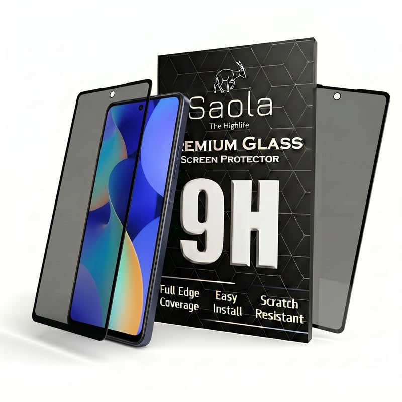 Image of Saola Ultra Privacy Tempered Glass For Tecno Spark 10 Pro (PACK OF 1) with Free Installation Kit. Full screen Coverage. Free Replacement If Received Damaged - 6.8 inch