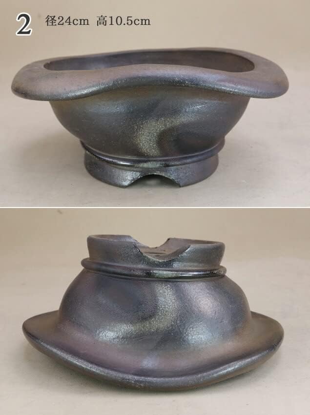 信楽焼 竹鳳作 手造り 焼締外縁丸鉢（径23~24.5cm）いよじ園 ▼ご選択ください,6 【贈り物】