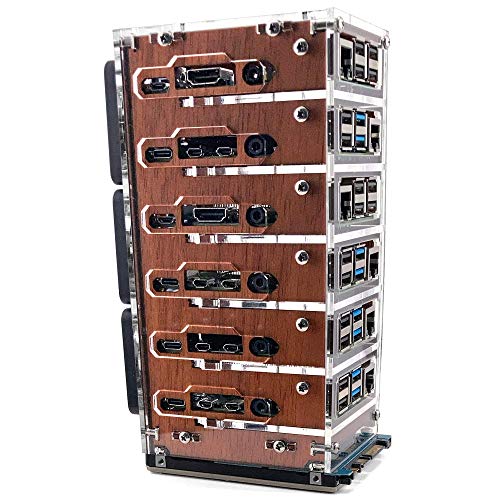 C4Labs Zebra Bramble Fan Cluster Case – Raspberry Pi 5, 4B & 3B+ (6 Stack, Classic Wood)