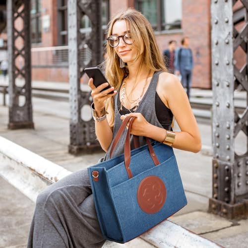 Missnine Denim Tote Bag for Women - Casual & Work - 15.6 inch Shoulder Bag for Office & Business2