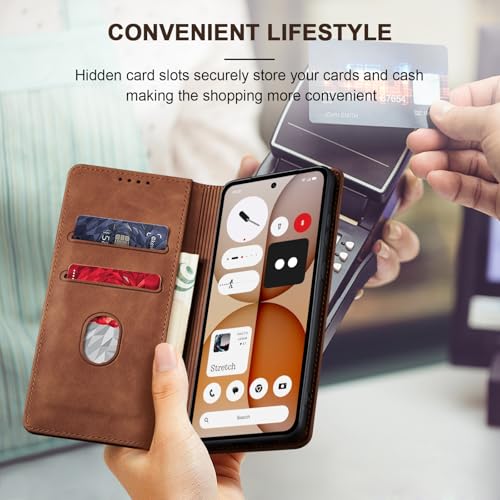 Image of Jasonyu Flip Wallet Case for Nothing Phone 4a 5G,Brown