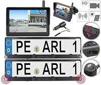 Lescars Einparkhilfe nachrüsten: Solar-Funk-HD-Front- & Rückfahrcam, Splitscreen-Monitor Abstandswarner (Einparkhilfe nachrüsten kabellos, Parksensoren kabellos, IP) – Ansicht 3