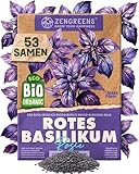 ZenGreens® - Bio Basilikum (Rosie) Samen - Basilikumsamen - Kräutersamen für den einfachen Anbau im Garten, Balkon oder Küche - Kräuter Saatgut ideal für Anfänger - Basilie