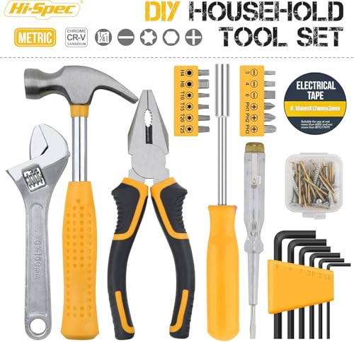 Image of Hi-Spec Basic Home Tool Kit - DIY and Repair Tool Set, Essential Tools for Home, Office or Workshop