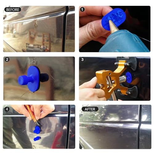 Image of Auto Body Dent Repair Kit, Car Dent Puller with Golden Dent Puller for Car Body Hail Dent Removal Dent Remover Automobile Body Repair