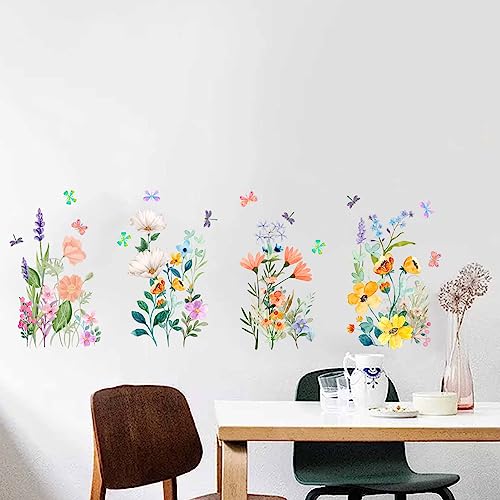 AnFigure Watercolor Flower Wall Stickers, Colorful Floral Wall Decals - Image 3