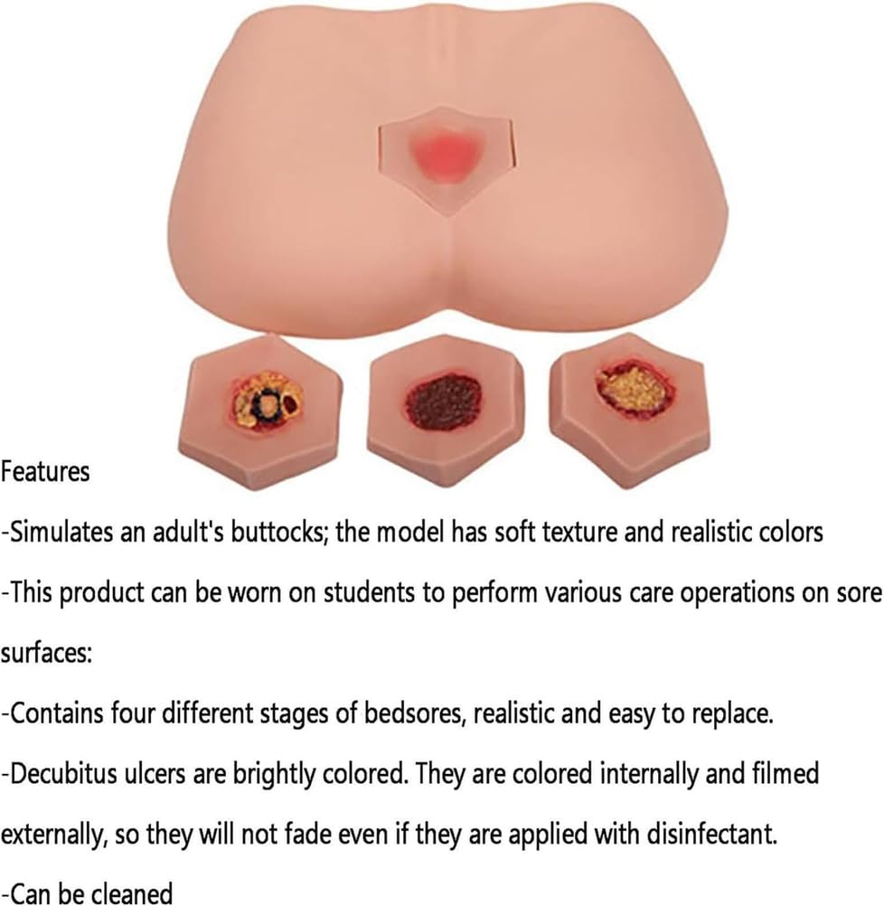 Modello di cura dell'ulcera da decubito - 4 fasi di piaghe da decubito simulatore di piaghe da decubito per formazione infermieristica e insegnamento - formazione medica decubito cura delle ferite
