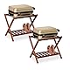 Relaxdays Kofferständer klappbar, 2er Set, Holz, H x B x T: 54 x 66 x 45 cm, 2 Ablagen, Kofferaufbewahrung Hotel, Natur