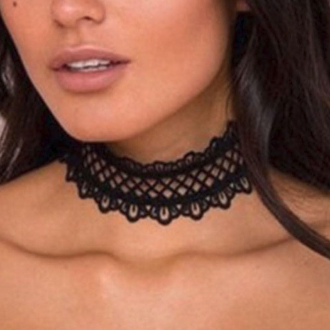 JAKAWIN Black Choker Necklace White Lace Chokers for Women - Image 3