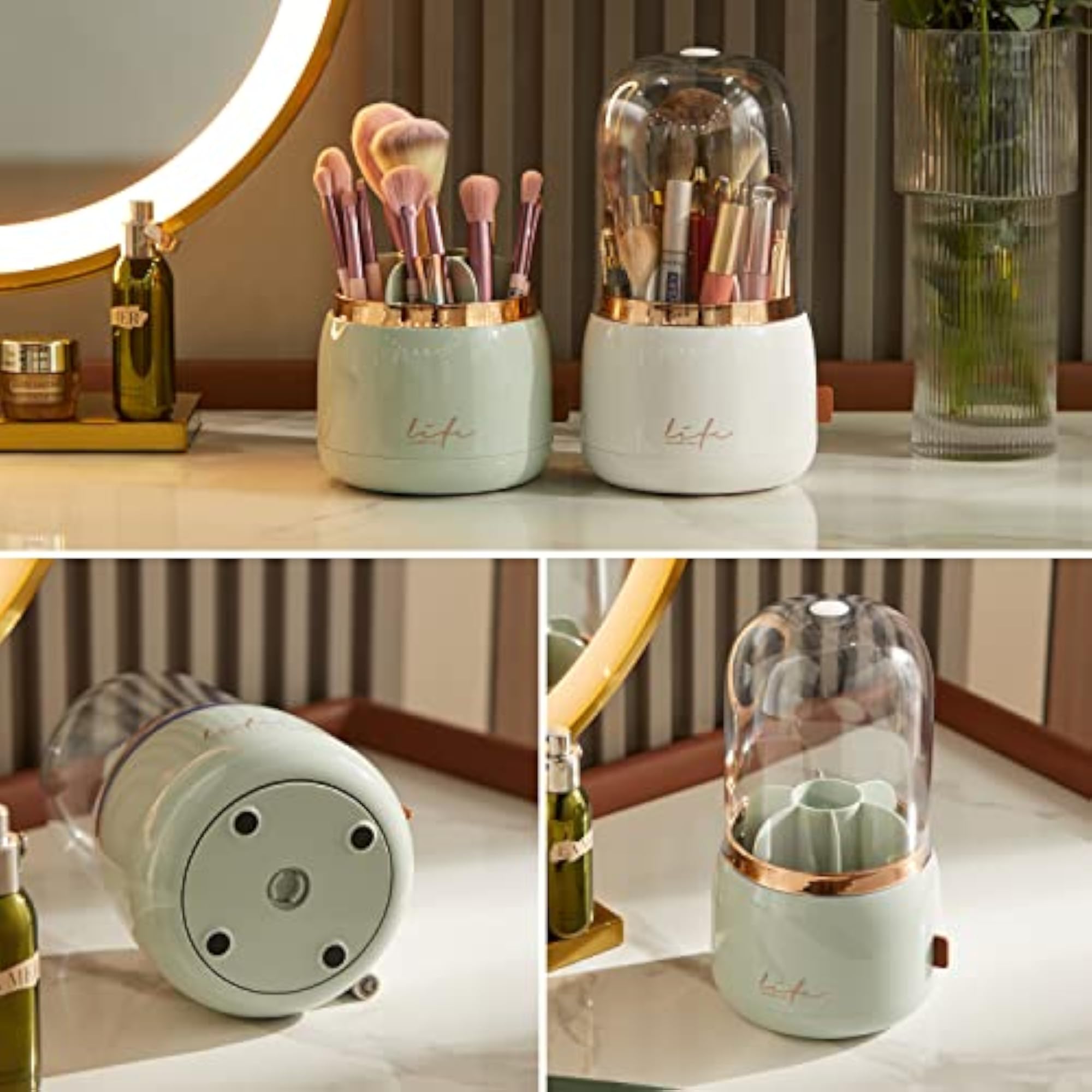 360 Rotating Makeup Organizer with Dustproof Lid