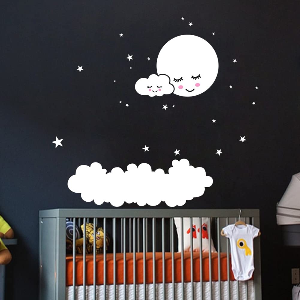 Décoration chambre bébé stickers muraux lune pour nuits douces