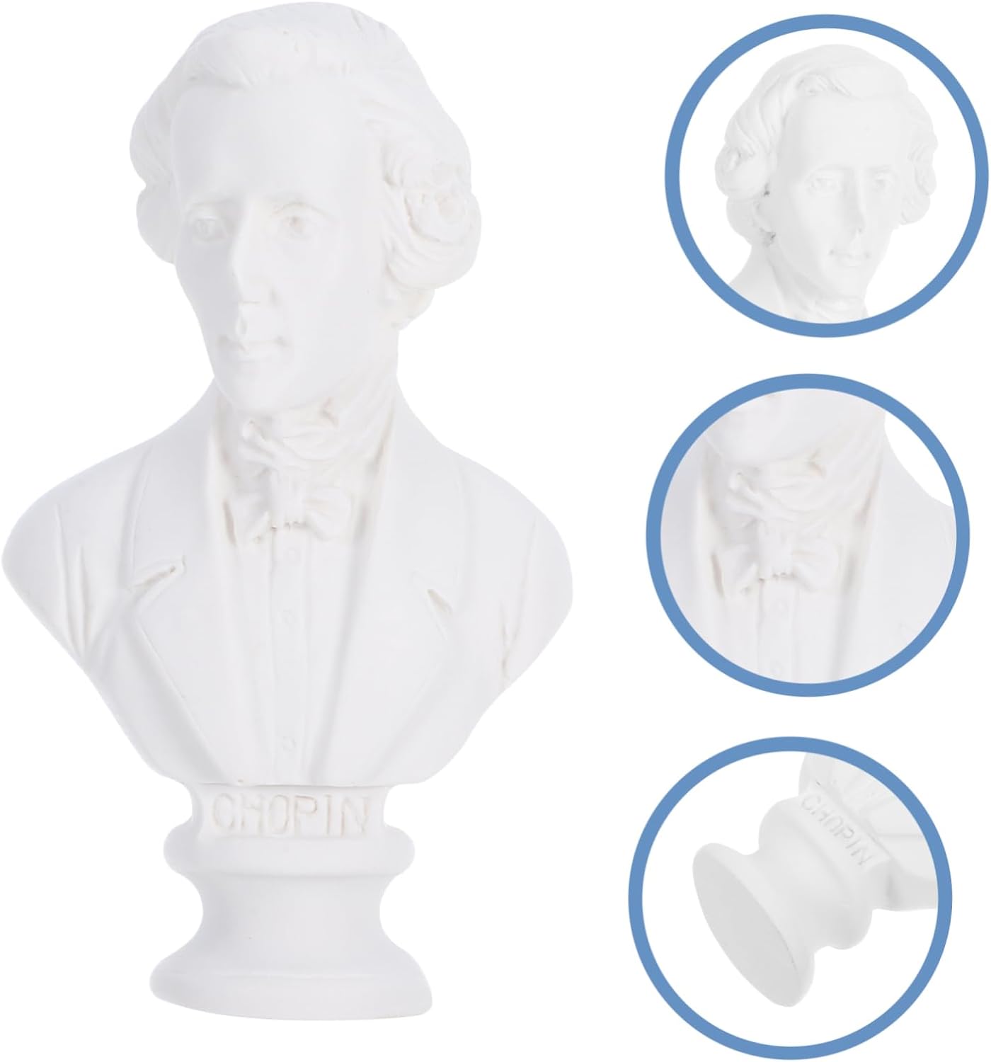 Resin Classical Musician Bust Statue, Mini Desktop Decor for Office Display
