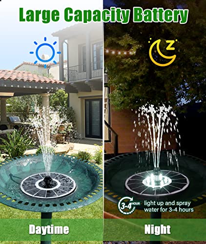 Szmp Solar Fountain Upgraded 100% Glass Panel, 3.5W Floating Solar Powered Water Pump Built-In 2000 Battery With 7 Nozzle & 4 Fixer, Solar Bird Bath Fountains For Garden, Pond, Pool, Outdoor (White) #TOP3