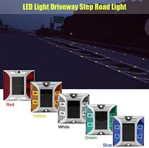 Zerodis 4 LED Aluminum Alloy Solar Powered Road Step Lamp Outdoor Square Waterproof Driveway Pathway Light (Blue)