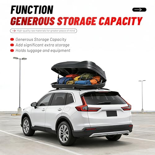 ALMULOO Rooftop Cargo Box Carrier Dual-Side Opening Roof Mount,Universal Fit for Cars&SUVs,15 Cubic Feet,Plastic(ABS) Black by ALMULOO - Image 6