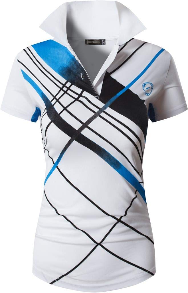 Sportides Women's Sport Tee Shirt Tshirt T-Shirt Short Sleeve Golf Tennis Badminton Bowling SWT272 White XXL
